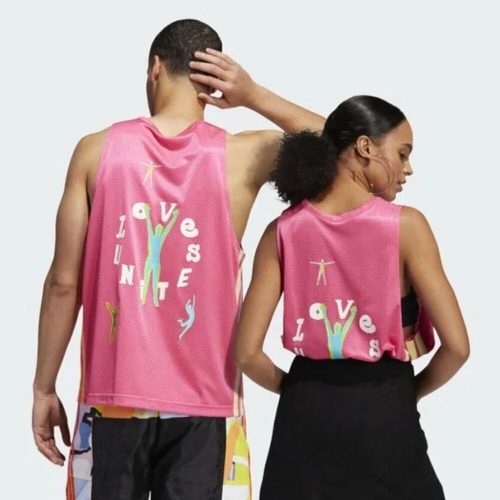 Large Pink Adidas Love United Tank Top Jersey